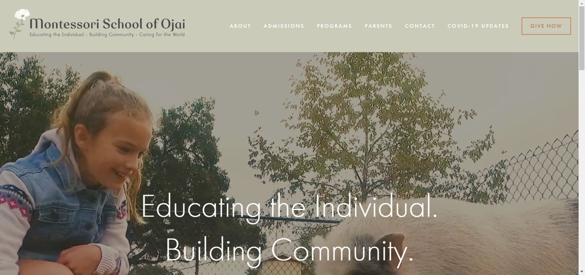 Screenshot of The Montessori School of Ojai, from the school websites collection.