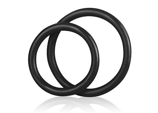 2 Sizes Silicone Cock Ring Set in Black 