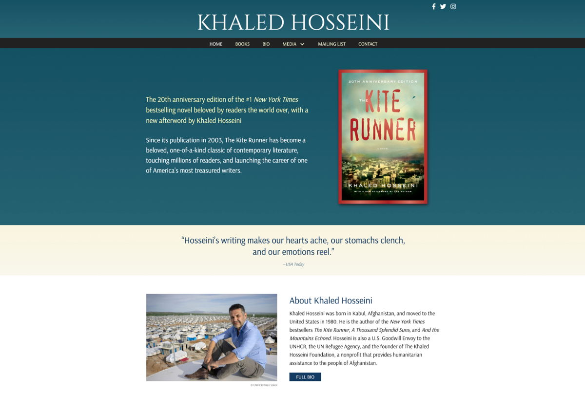 Screenshot of Khaled Hosseini, from the celebrity websites collection.