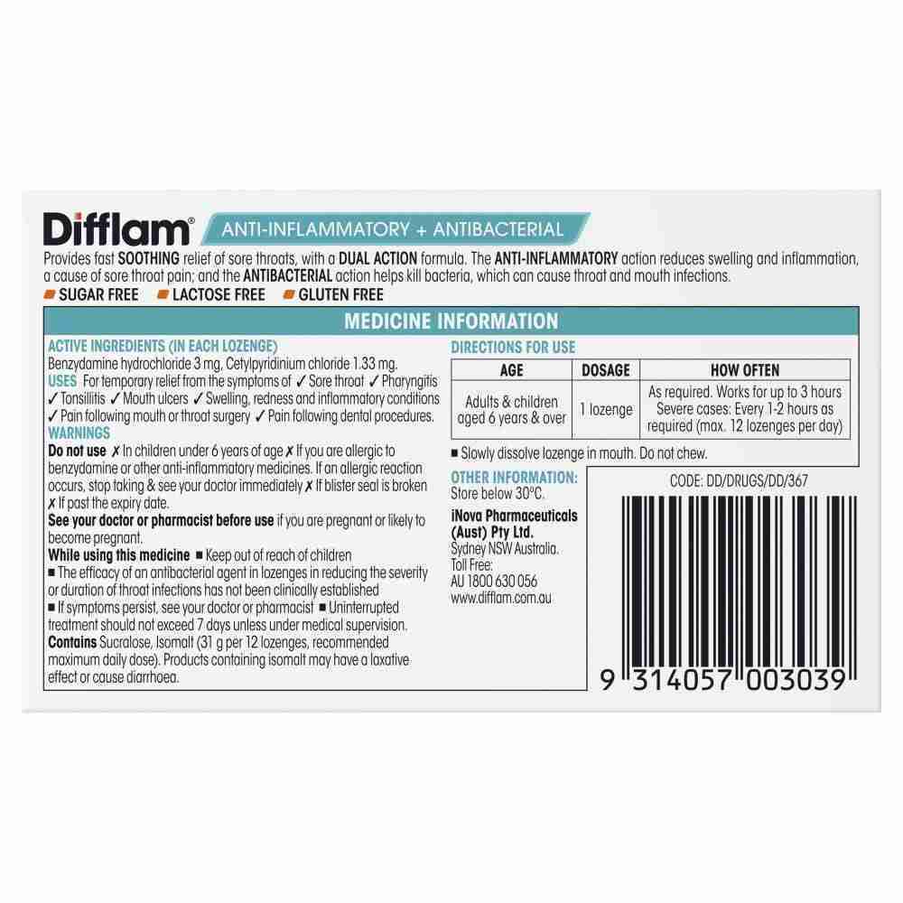 Difflam Sore Throat Lozenges Orange Flavour 16S - Image 3