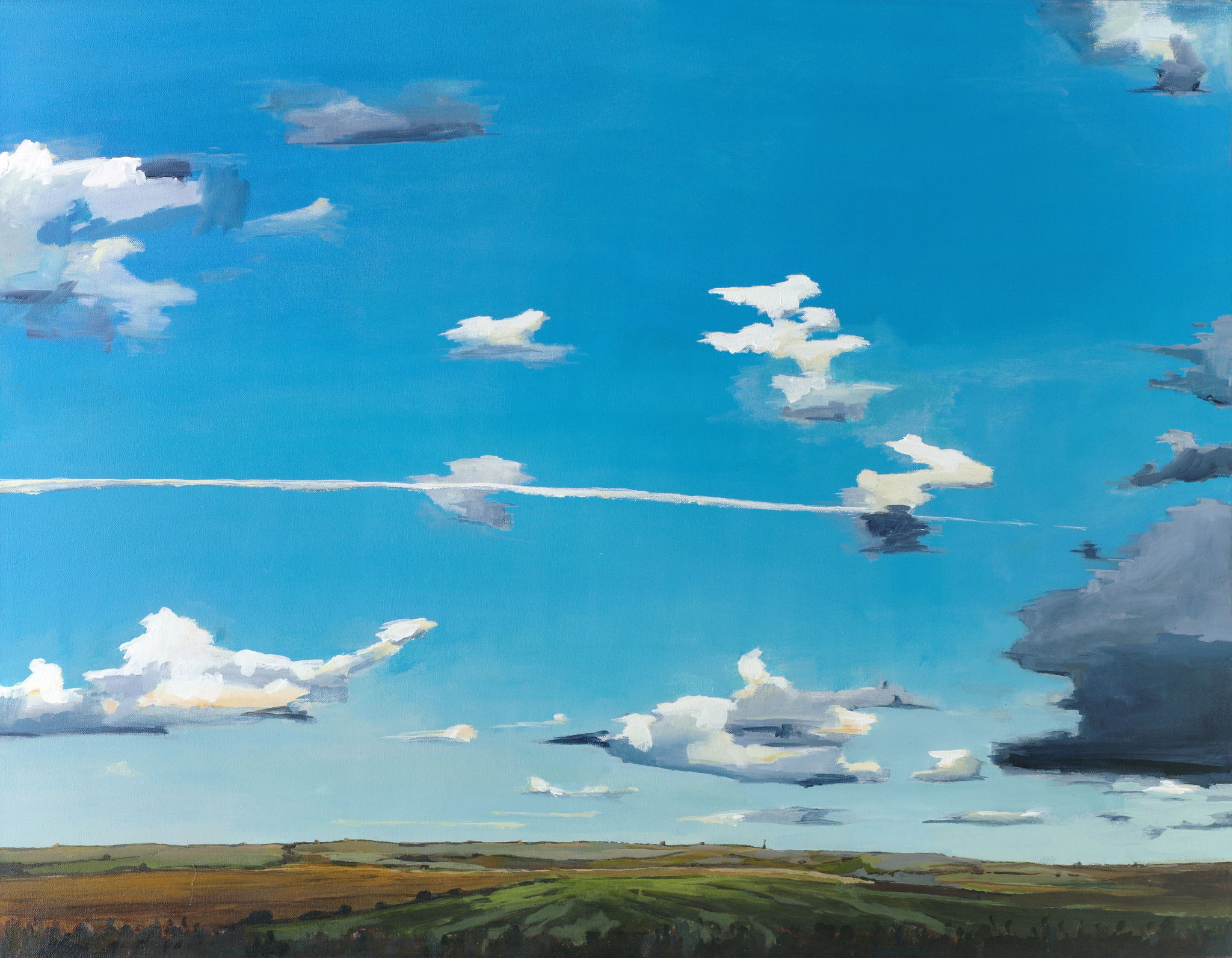 Painting of big sky and green land