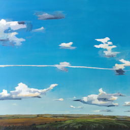 Painting of big sky and green land