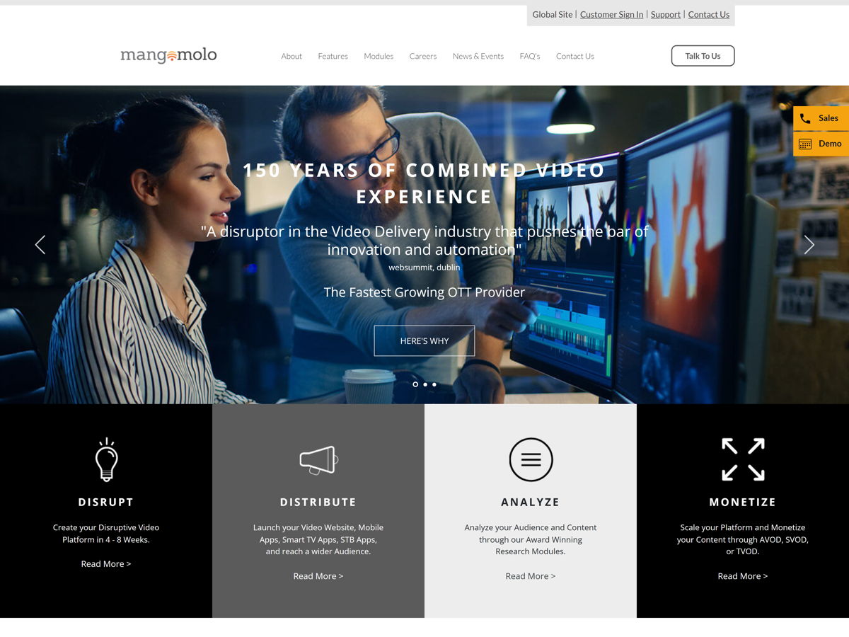 Screenshot of Mangomolo, from the wix websites collection.