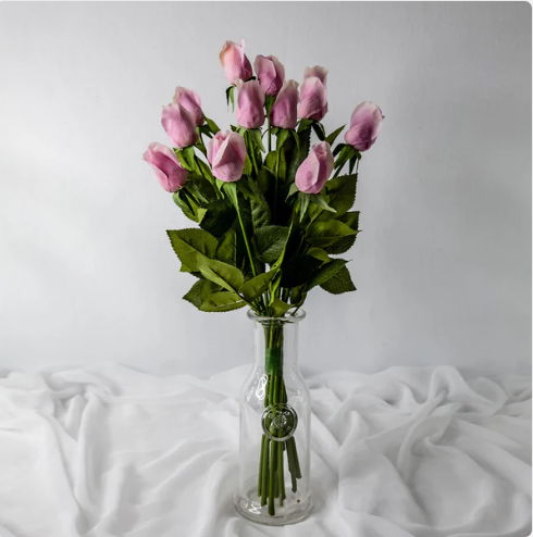 Dusky Pink Real Touch Rose Bud - Realistic Artificial Flowers - Image 2