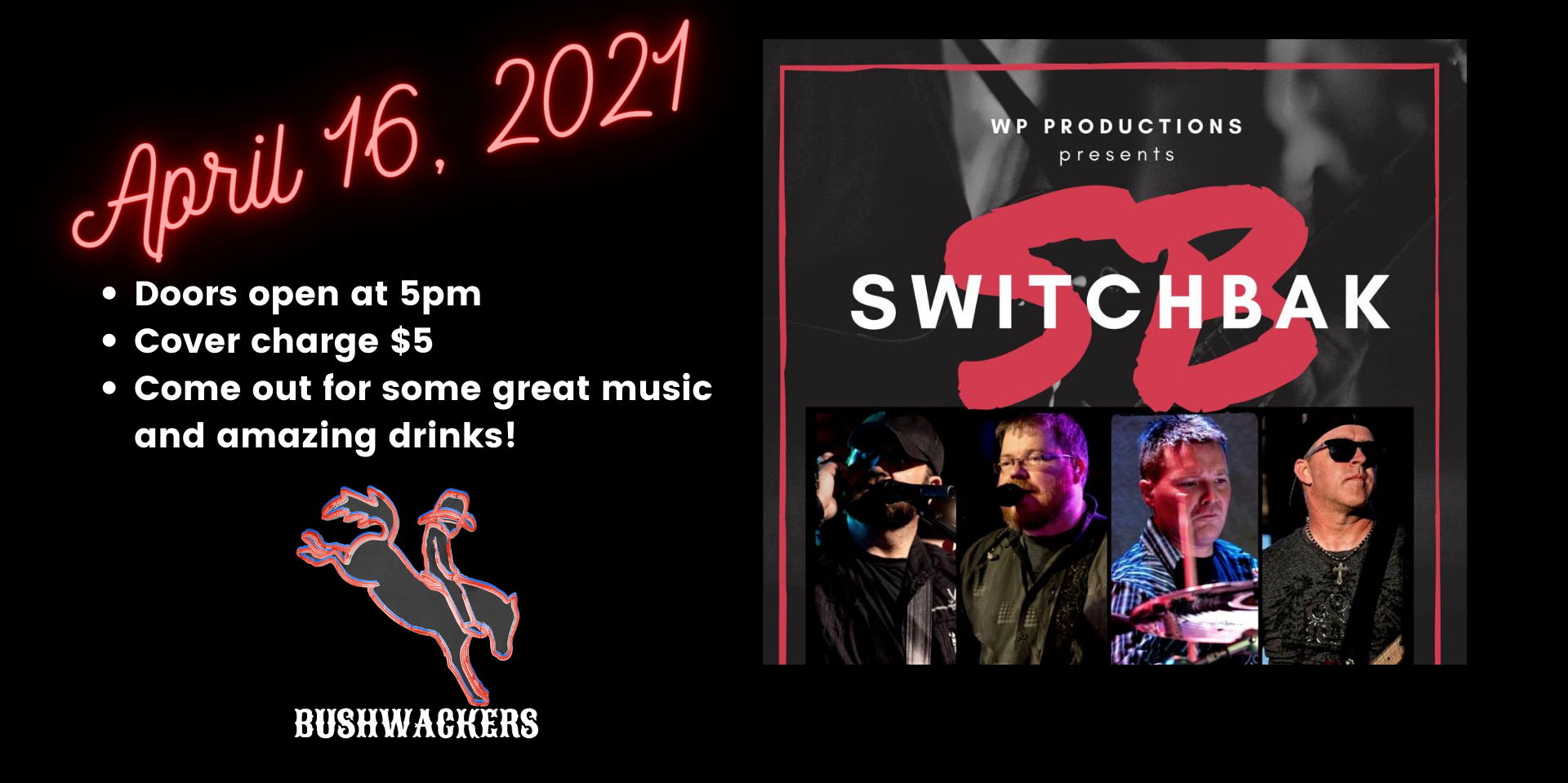 Switchbak at Bushwackers promotional image