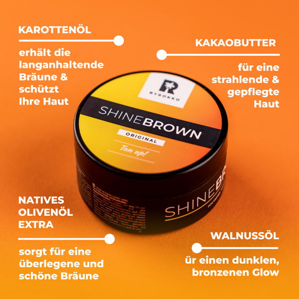 Die Shine Brown Tan up! Premium-Bräunungscreme für schnellere und intensivere Bräune 