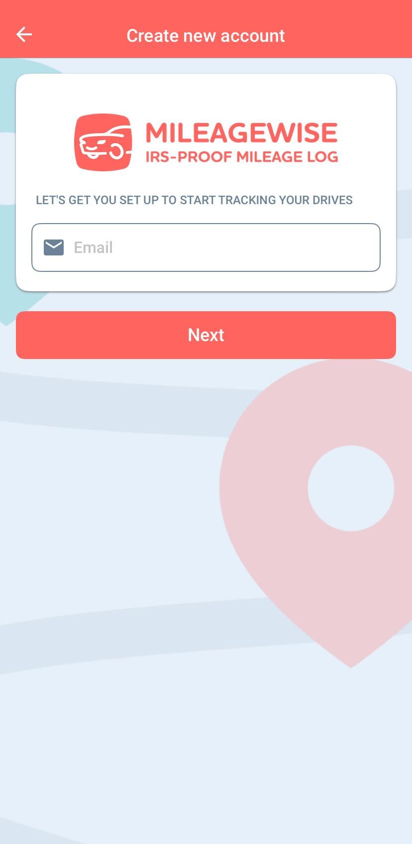 MileageWise new account