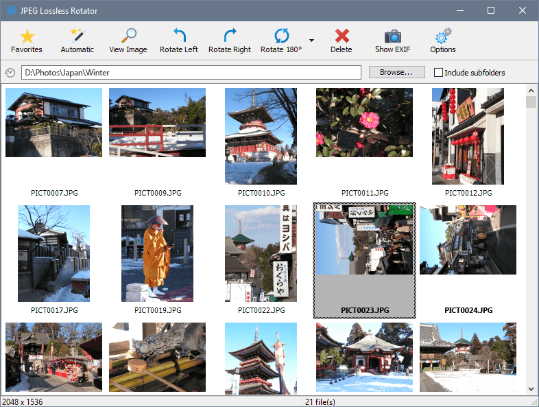 An interface of JPEG Lossless Rotator software