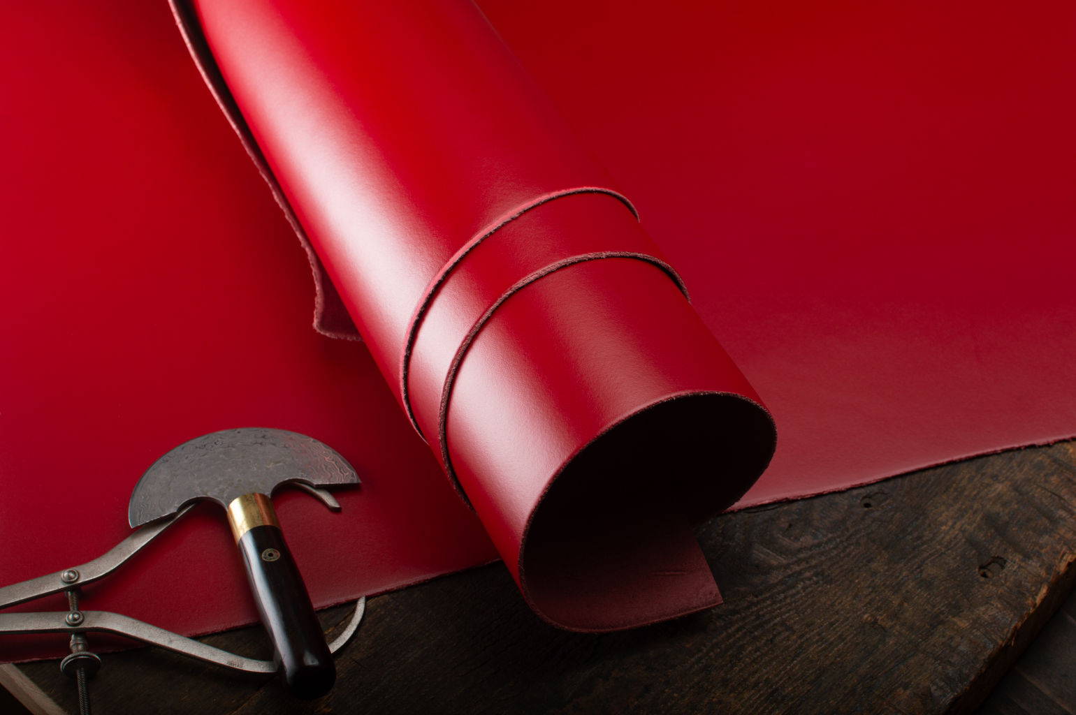 A Pillarbox Red Leather Hide