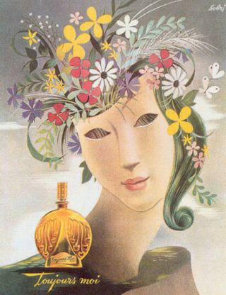 Vintage ad of Toujours Moi perfume.