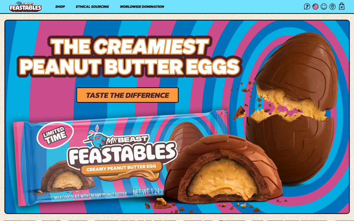 Screenshot of Feastables , from the celebrity websites collection.