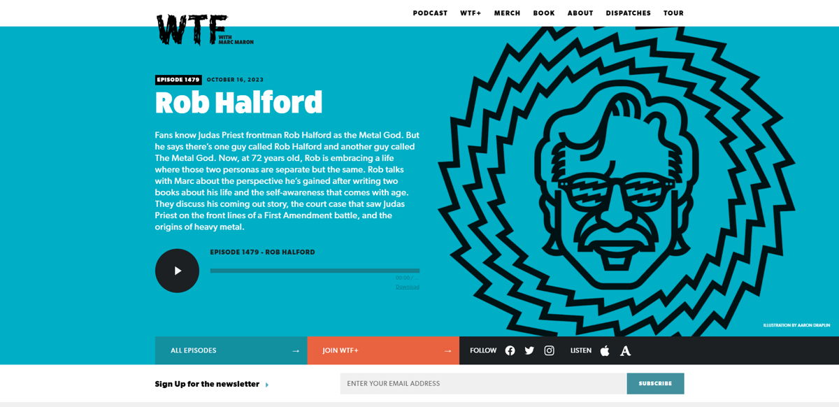 Screenshot of WTF with Marc Maron Podcast, from the squarespace podcast websites collection.