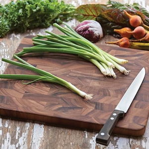 Amazon | Ironwood Gourmet Oslo End Grain Utility Cutting Board, 14 x 16 Inches, Natural Acacia Wood