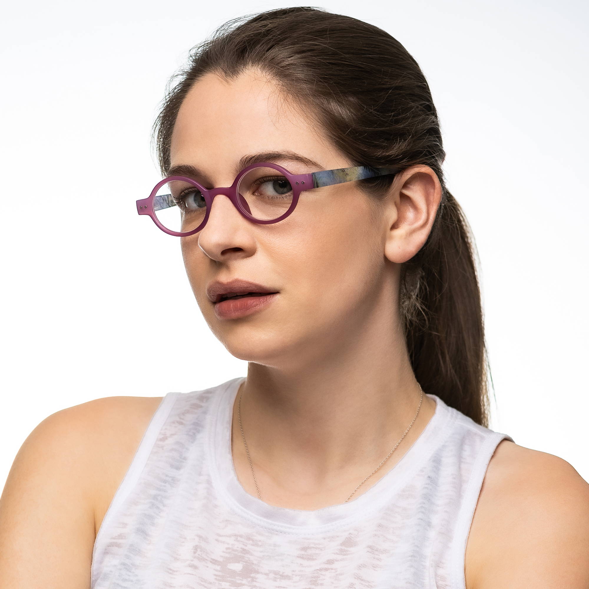 Small Cool Circle Rimmed Glasses for Women R-415
