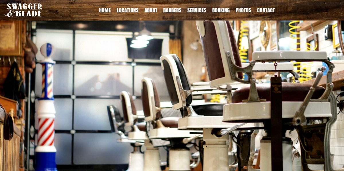 Screenshot of Swagger & Blade, from the barber & barbershop websites collection.