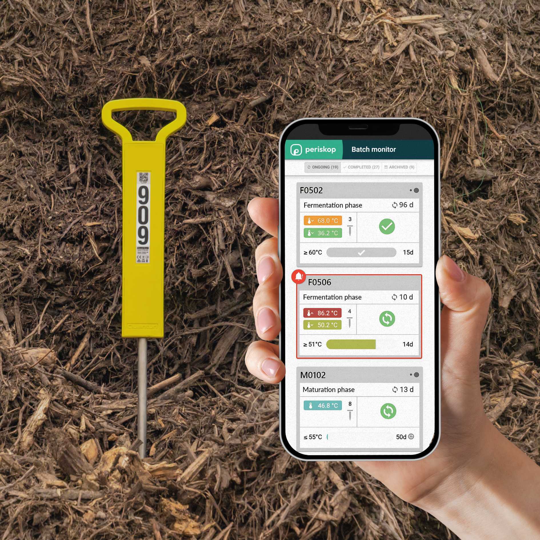 Sonde de surveillance des biodéchets et du compost Tango XN avec application logicielle