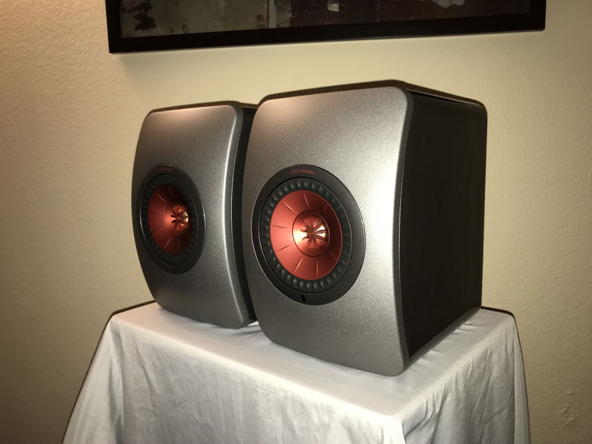 KEF LS50 Wireless Speakers - Titanium Grey/Red Finish, MINT!