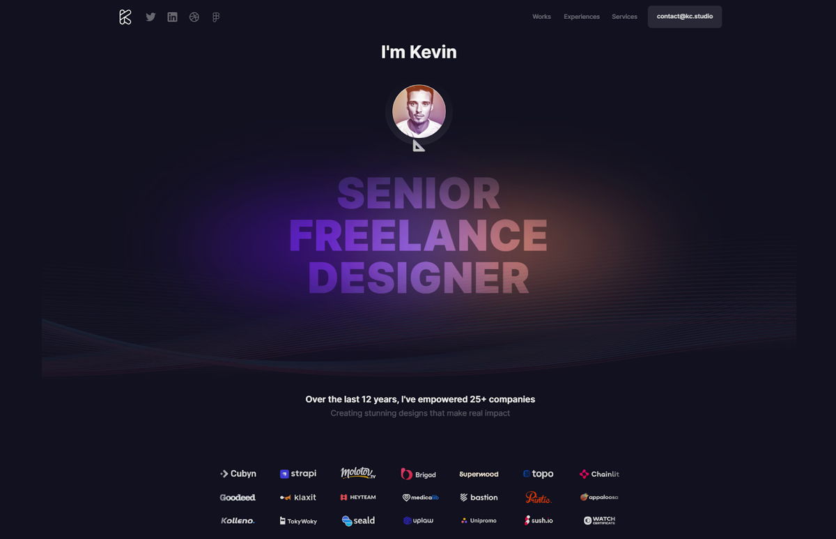 Screenshot of Kevin Cudennec Portfolio, from the ux portfolios collection.