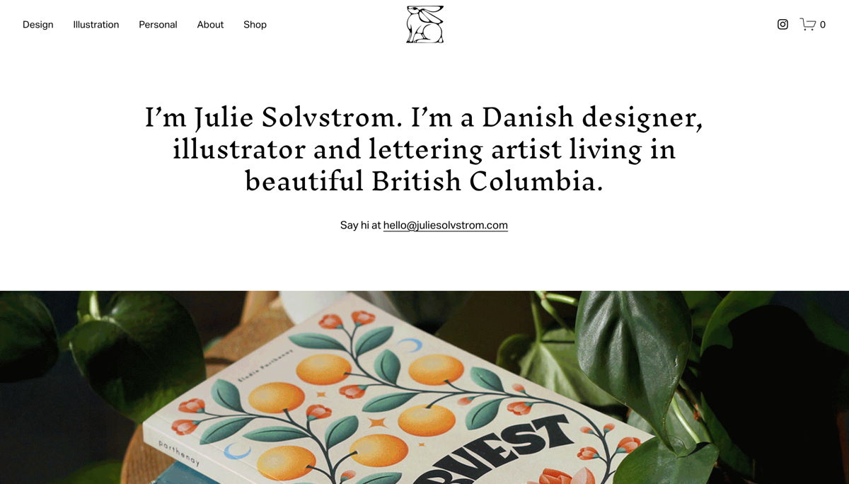 Screenshot of Julie Solvstrom, from the illustrator portfolios collection.