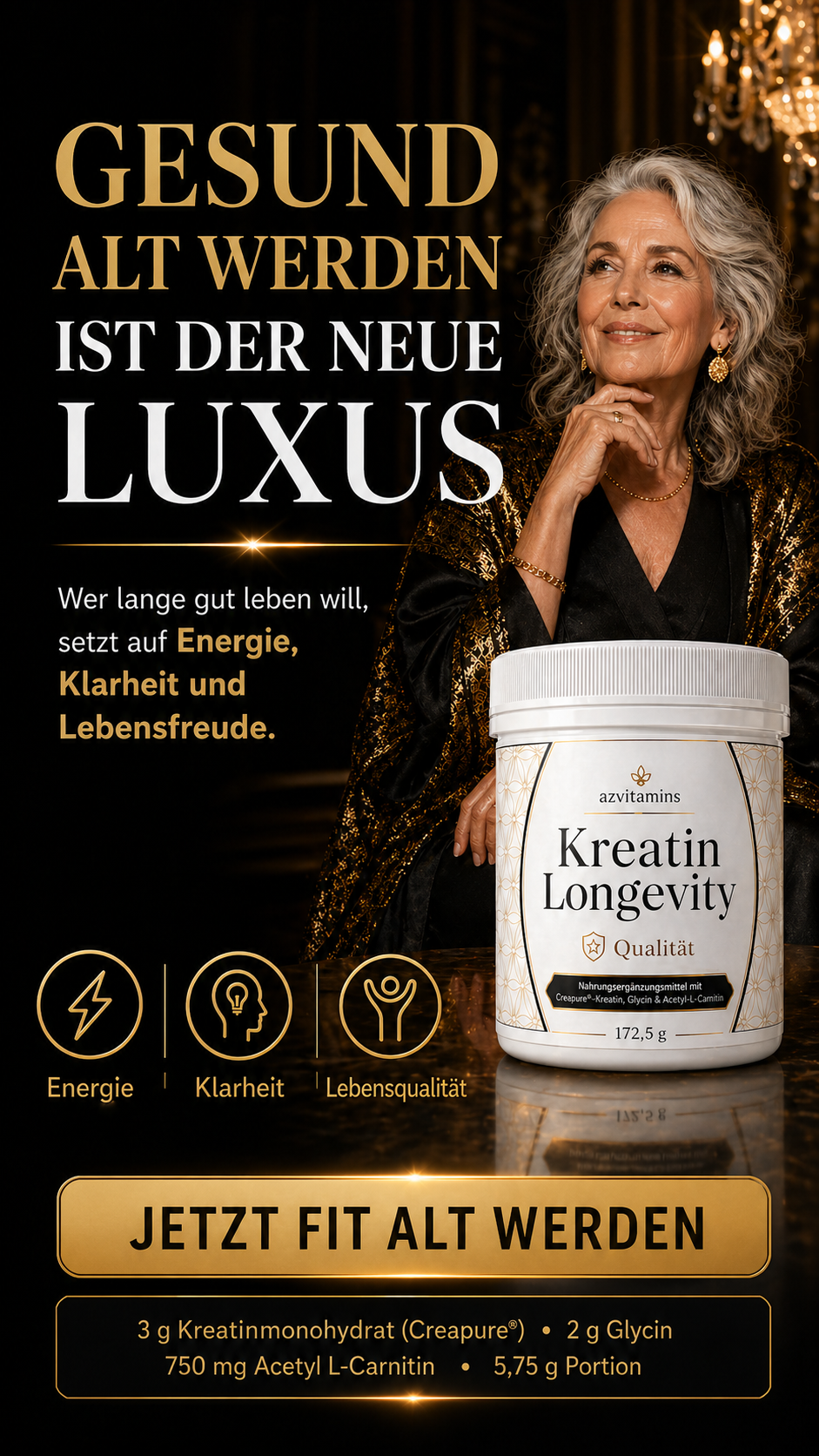 AZ-VITAMINS - KREATIN LONGEVITY Angebot und finale Routine-Entscheidung.