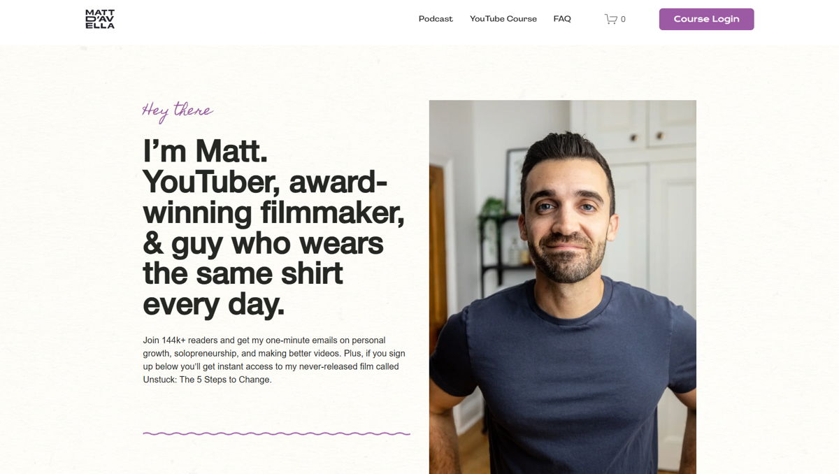 Screenshot of Matt D’Avella, from the filmmaker portfolios collection.