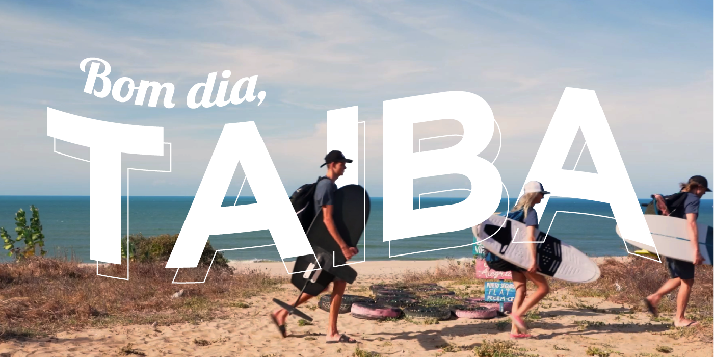 Bom Dia Taiba - Image shows kitesurfers and wingsurfers with Ocean Rodeo gear on their way to the beach