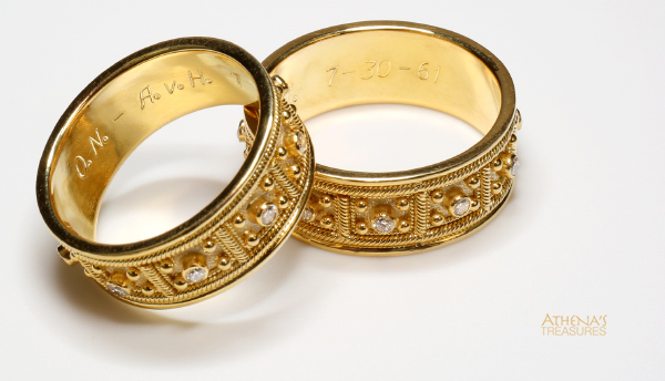 engraved gold wedding rings