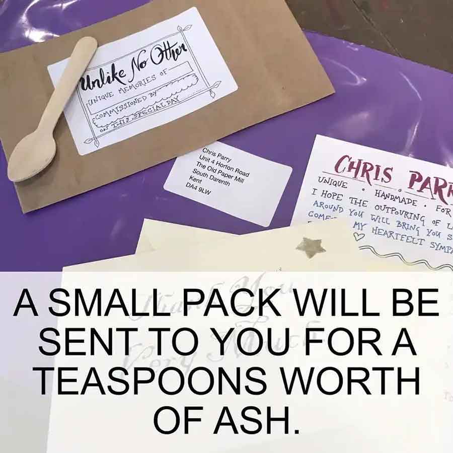 free pack for ashes jewellery