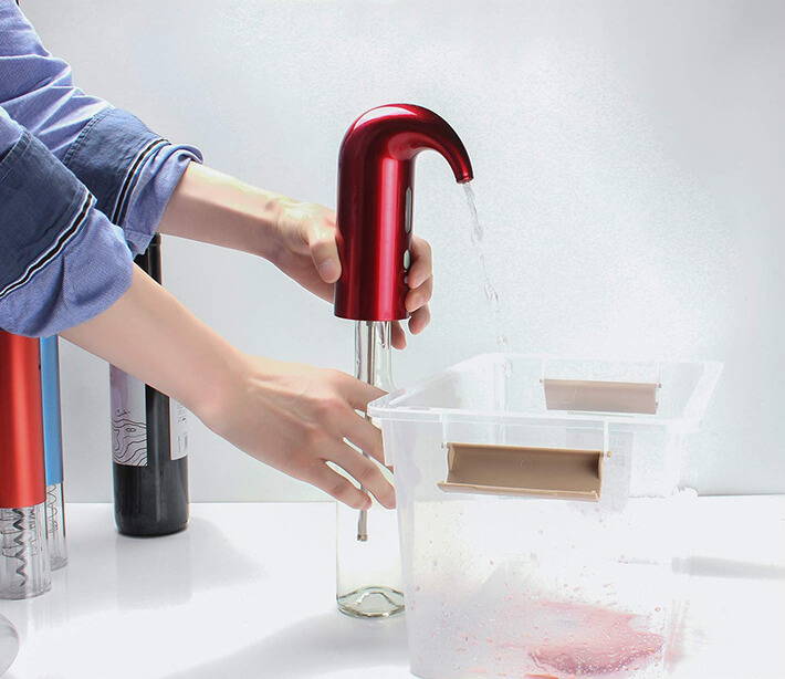 smart wine aerator, wine gifts for her, action shot 3