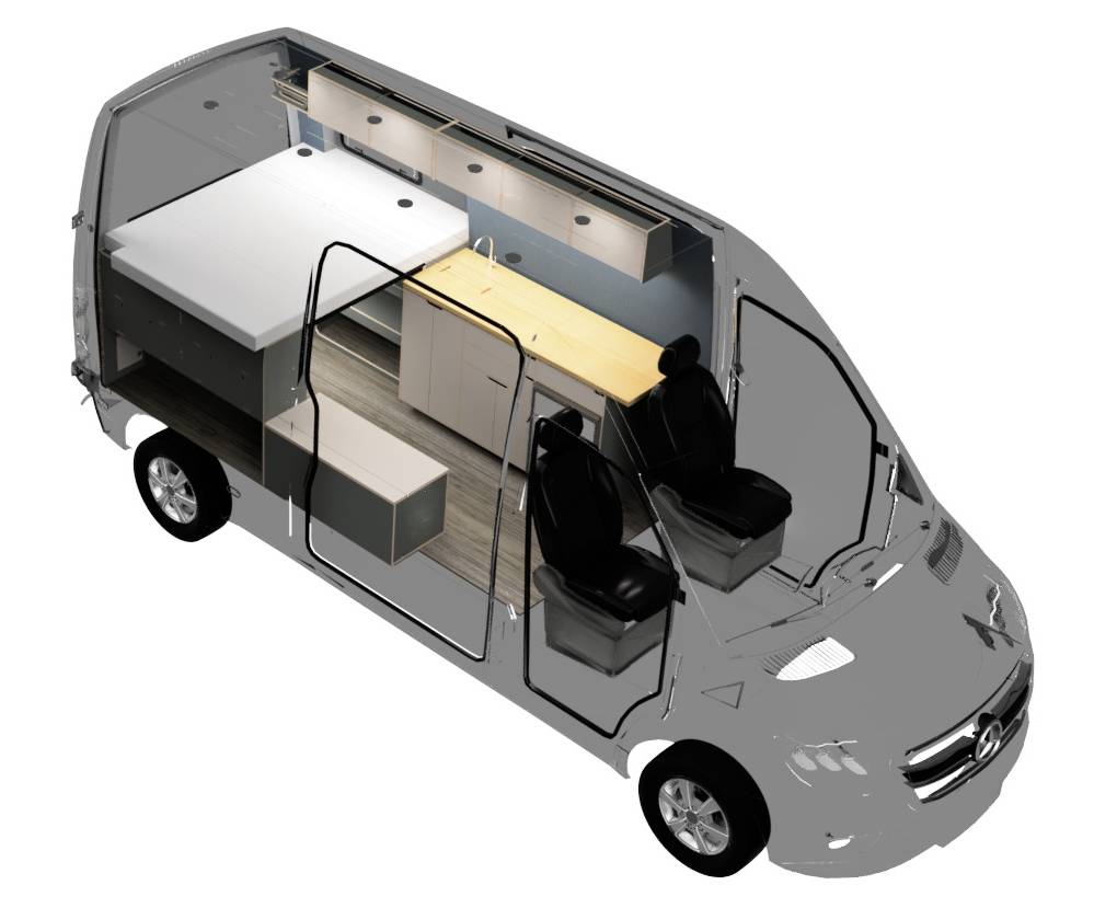 Rack & Roll Ford Transit Van Conversion Layout by The Vansmith