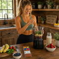 blonde-female-making-smoothie-gypsy-shoals-farm-honey-sticks blonde-female-making-smoothie-gypsy-shoals-farm-honey-sticks