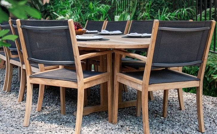 Cambridge Achorage Teak Sling Outdoor Patio Dining Table and Chairs