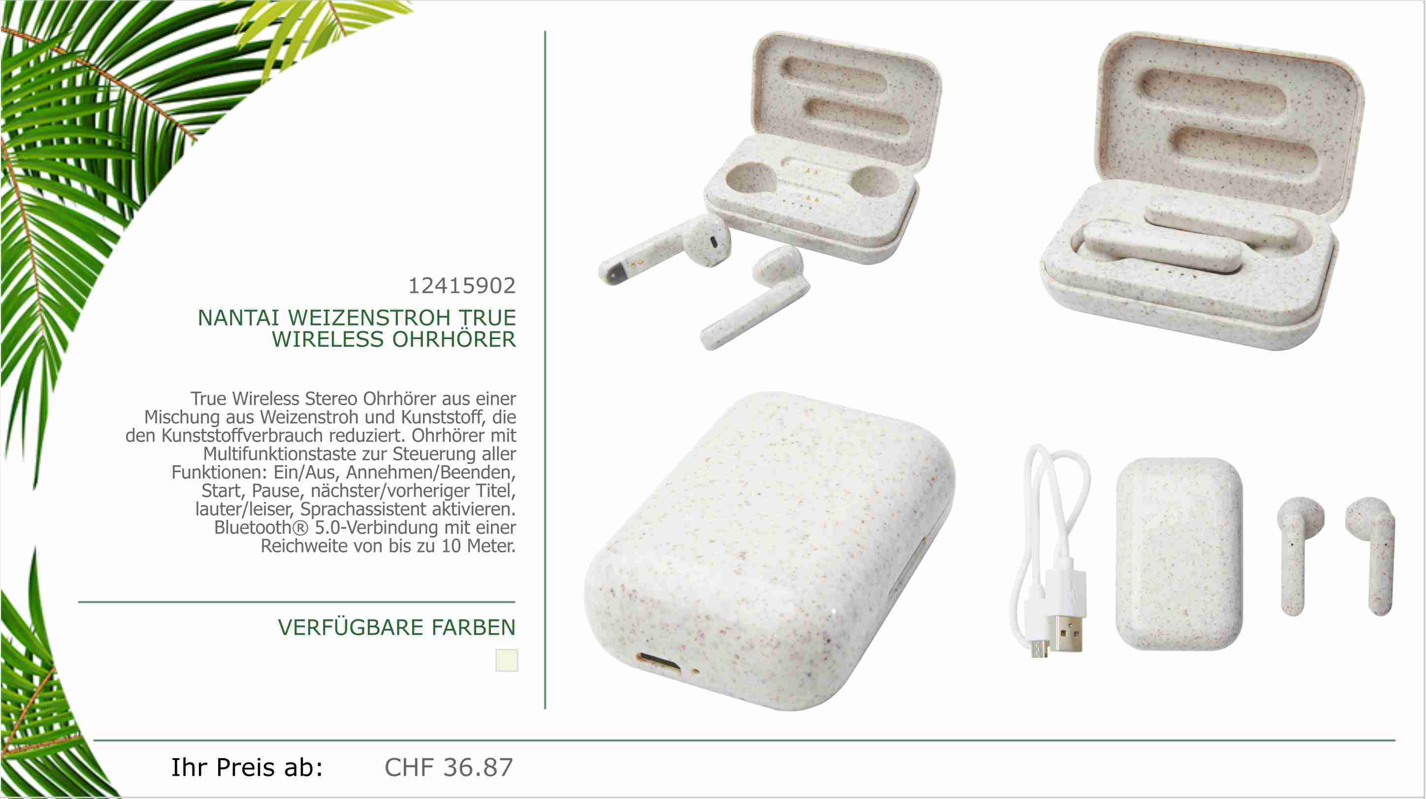 1. Ohrhörer als Werbeartikel "TRUE WIRELESS OHRHÖRER" heißen. Hier ist die korrigierte Version: