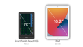 Comparing of size between 7-inch Wellue smart tablet-based ECG and 10.2-inch iPad.