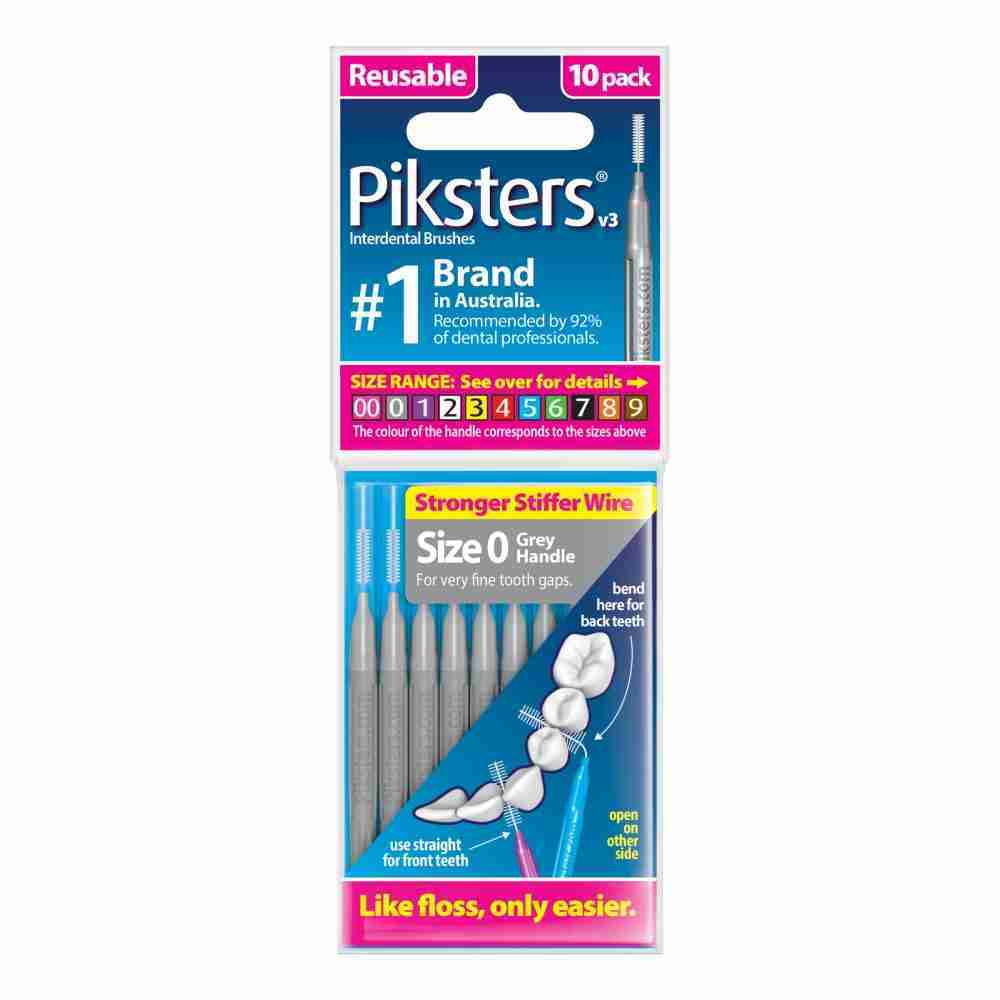 Piksters Interdental Brushes Grey Size 0 10pk
