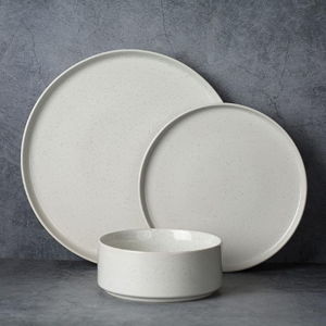 Famiware Nebula Plates and Bowls Set, 12 Pieces Dinnerware Sets, Dishes Set for 4, White