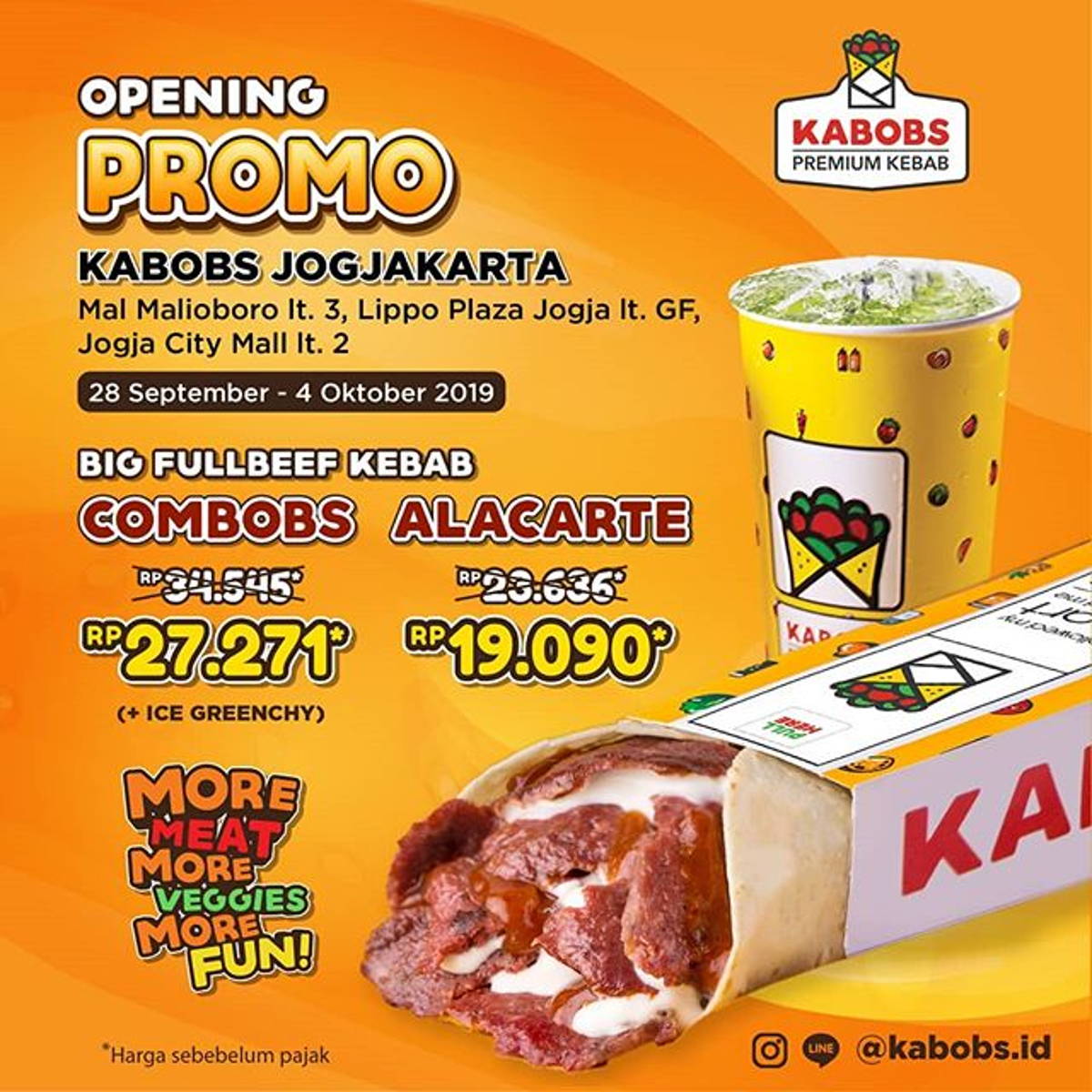 Katalog Promo: KABOBS Jogjakarta: Opening PROMO Harga Spesial BIG FULLBEEF KEBAB Cuma Rp 19.090* - 1