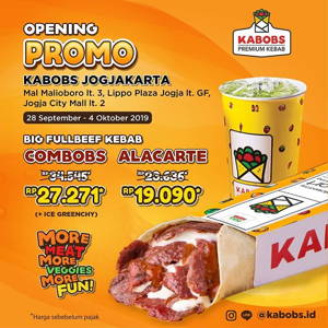 KABOBS Jogjakarta: Opening PROMO Harga Spesial BIG FULLBEEF KEBAB Cuma Rp 19.090* sampai 10/04/2019