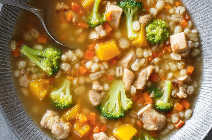Barley, Squash and Broccoli Soup