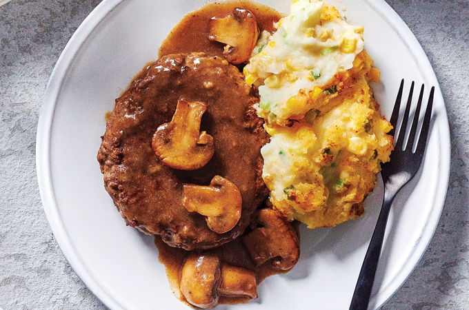 Hamburger steak aux champignons