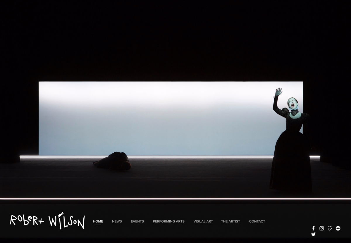 Screenshot of Robert Wilson, from the squarespace artist websites collection.