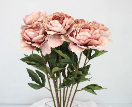 Dusty Pink Silk Touch Peony Stem - Realistic Artificial Flowers Box of 12 - Image 4