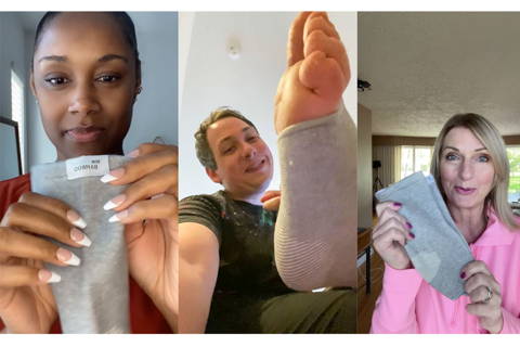 relieve foot pains, onecompress bamboo footsleeves, sad woman