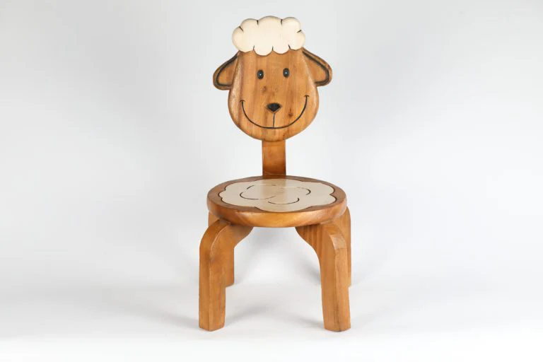 Children’s Sheep wooden chair themed with solid backrest