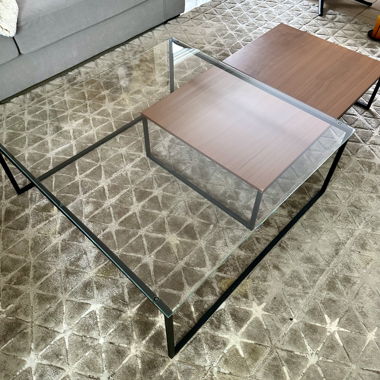 Tables basses gigogne verre et melamine bois