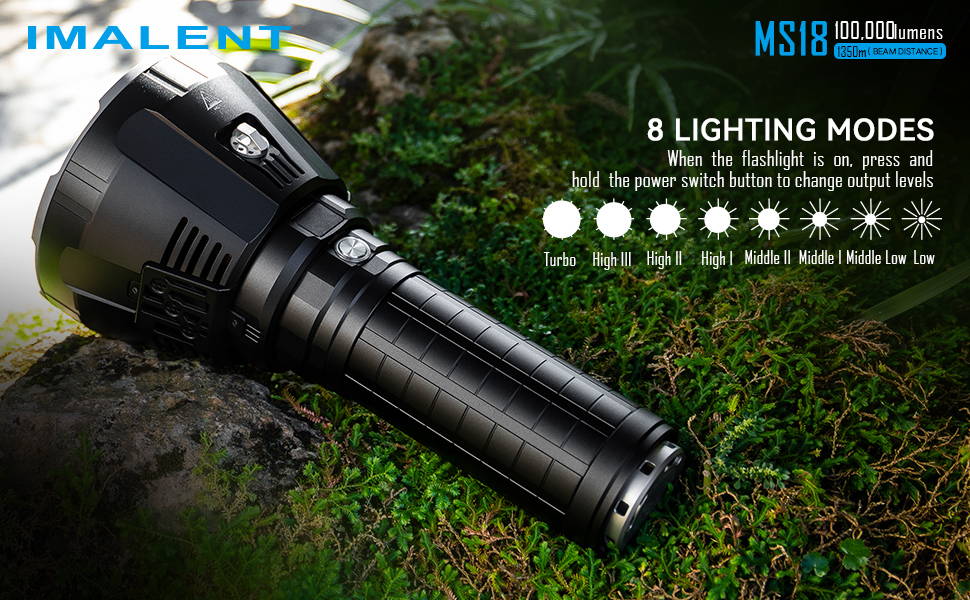 IMALENT MS18 Brightest Flashlight 100,000 Lumens, LED Flashlight 18pcs Cree  XHP70.2 LEDs, Rechargeable Powerful Torch Long Throw Up to 1350 Meters