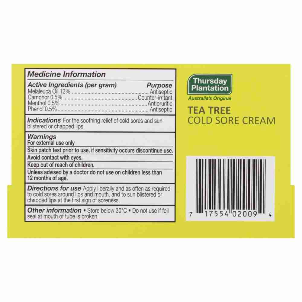 Thursday Plantation Tea Tree Cold Sore Cream 10g - Image 4