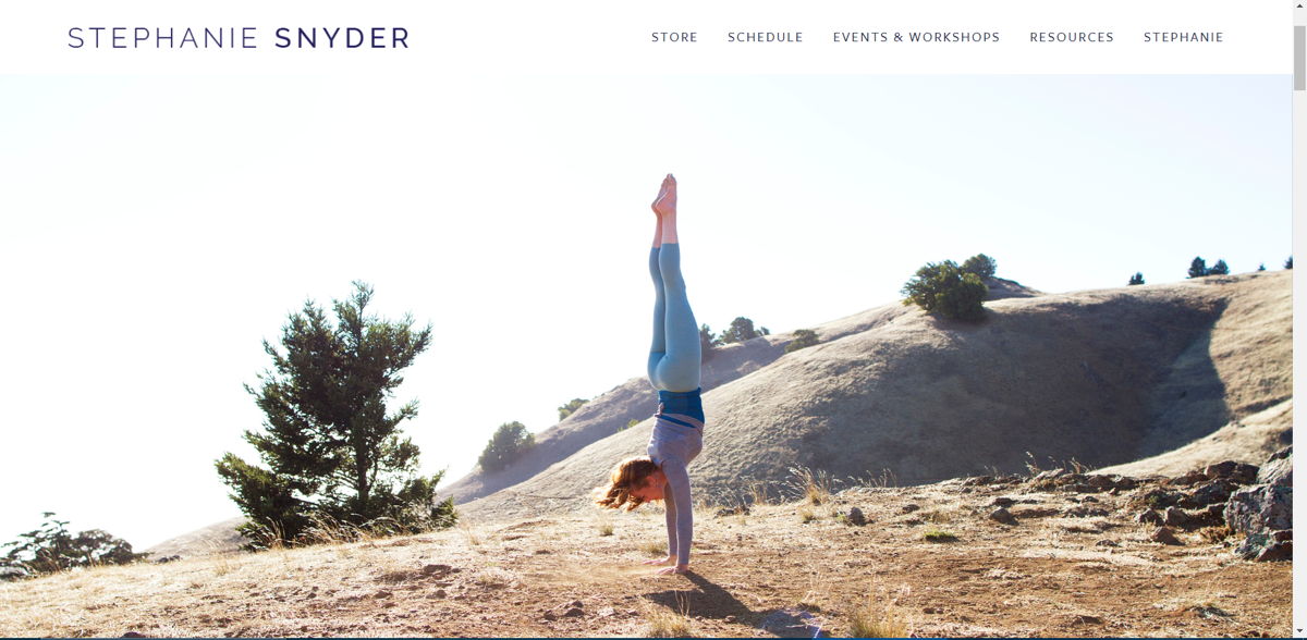 Screenshot of Stephanie Snyder, from the squarespace fitness websites collection.