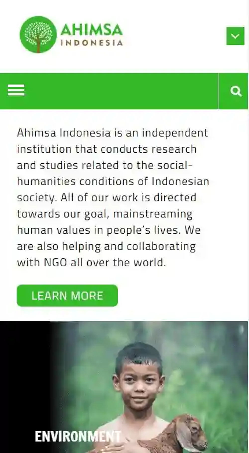 Philoshop Web Design for ahimsa.id Mobile View