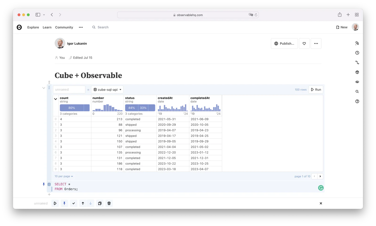 Query result